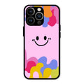 Cute Pink Smiley Multicolor Glass Case For iPhone 13 Pro Max