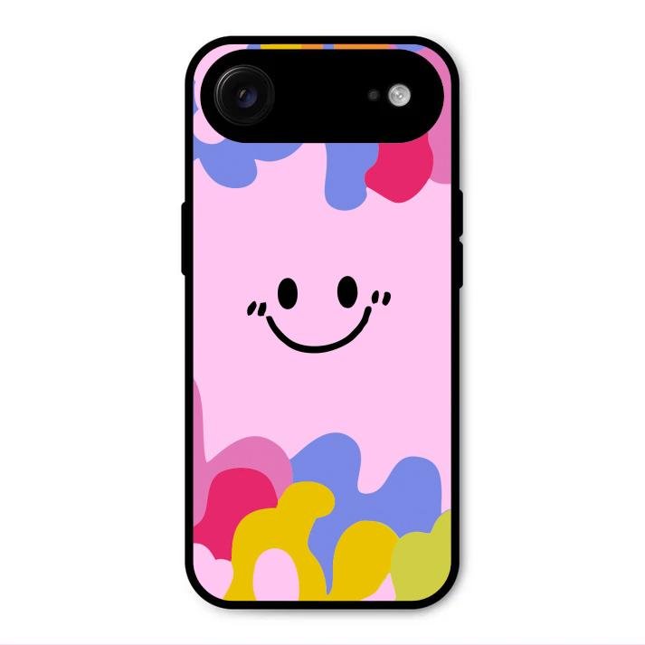 Cute Pink Smiley Multicolor Glass Case For iPhone Air