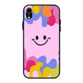 Cute Pink Smiley Multicolor Glass Case For iPhone XR