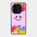 Cute Pink Smiley Multicolor Glass Case For Iqoo 13 5G