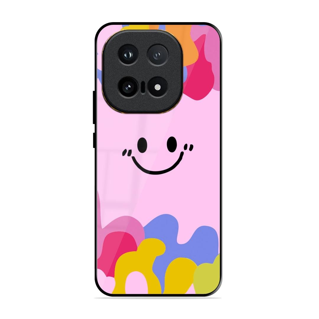 Cute Pink Smiley Multicolor Glass Case For iQOO 15 5G