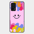 Cute Pink Smiley Multicolor Glass Case For Iqoo 7 5G