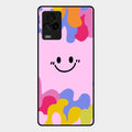Cute Pink Smiley Multicolor Glass Case For Iqoo 7 Legend 5G