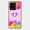 Cute Pink Smiley Multicolor Glass Case For Iqoo 9T 5G