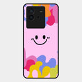 Cute Pink Smiley Multicolor Glass Case For Iqoo Neo 6 5G