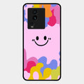 Cute Pink Smiley Multicolor Glass Case For Iqoo Neo 7 Pro 5G