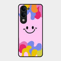Cute Pink Smiley Multicolor Glass Case For Iqoo Z10 Lite