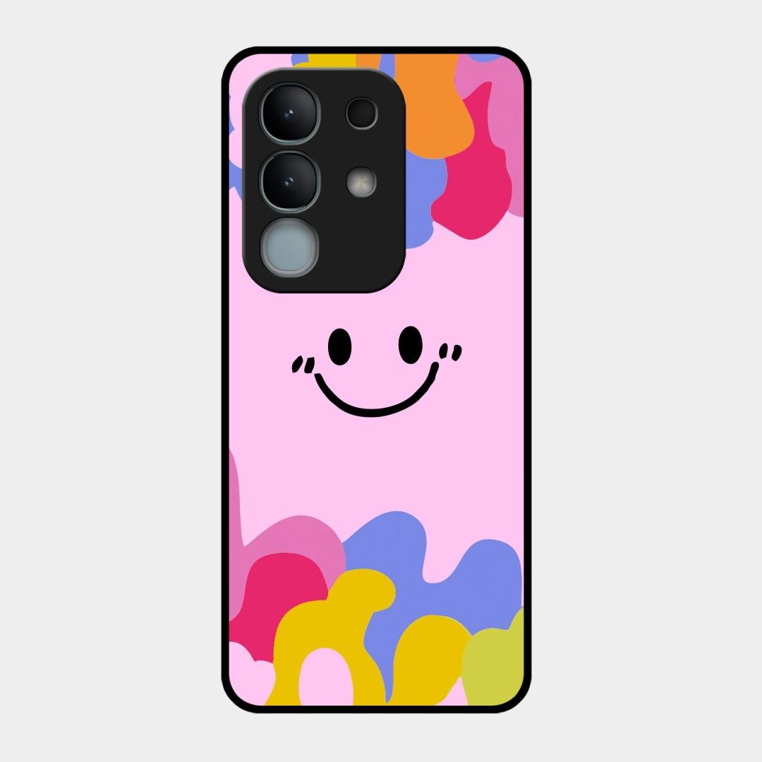 Cute Pink Smiley Multicolor Glass Case For iQOO Z10x 5G