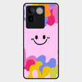 Cute Pink Smiley Multicolor Glass Case For Iqoo Z7 Pro 5G