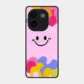 Cute Pink Smiley Multicolor Glass Case For Iqoo Z9S Pro 5G