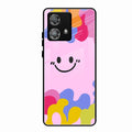Cute Pink Smiley Multicolor Glass Case For Motorola Edge 40 5G