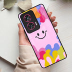 Cute Pink Smiley Multicolor Glass Case For Motorola - ShopOnCliQ
