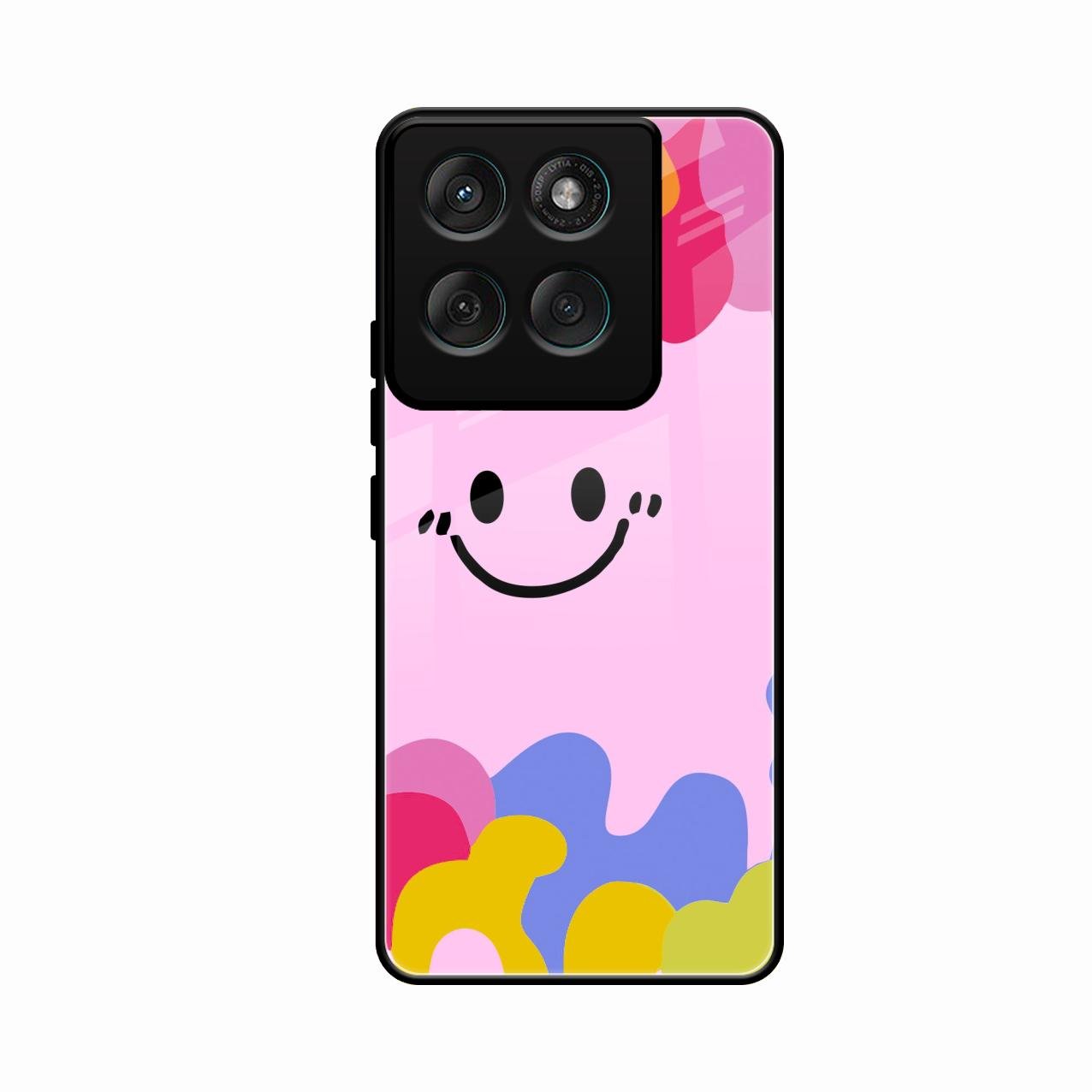 Cute Pink Smiley Multicolor Glass Case For Motorola Edge 60 5G