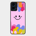 Cute Pink Smiley Multicolor Glass Case For Motorola G45 5G