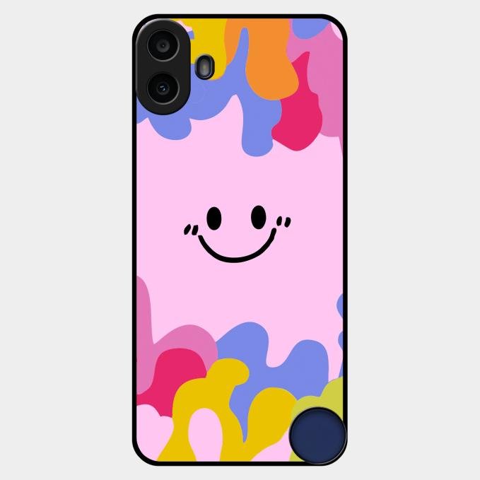 Cute Pink Smiley Multicolor Glass Case For Nothing Cmf Phone 1