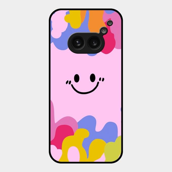 Cute Pink Smiley Multicolor Glass Case For Nothing Phone 2A 5G