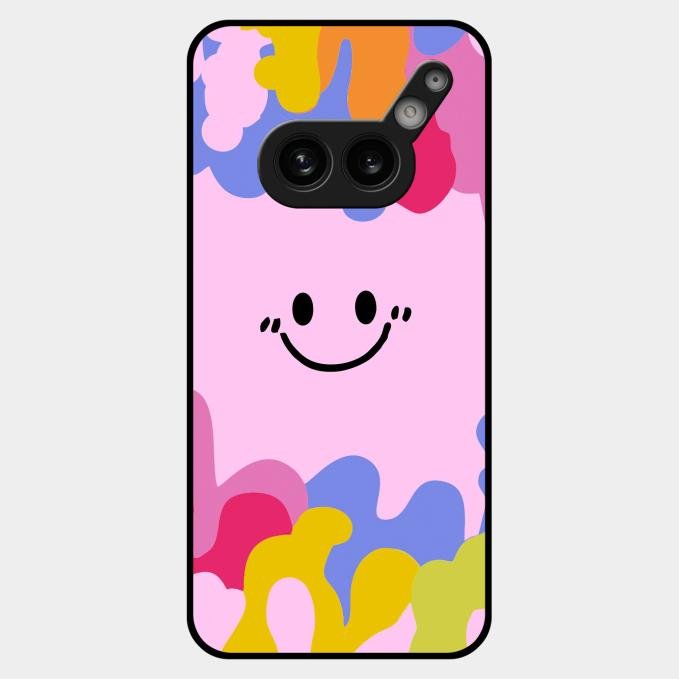 Cute Pink Smiley Multicolor Glass Case For Nothing Phone 2A Plus