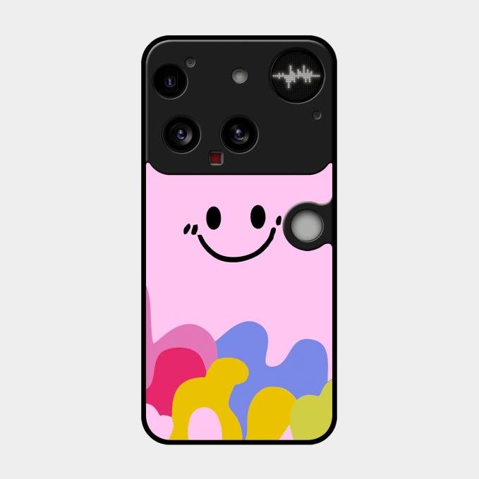 Cute Pink Smiley Multicolor Glass Case For Nothing Phone 3 5G