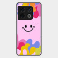 Cute Pink Smiley Multicolor Glass Case For Oneplus 10 Pro 5G