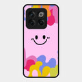 Cute Pink Smiley Multicolor Glass Case For Oneplus 10T 5G