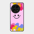 Cute Pink Smiley Multicolor Glass Case For Oneplus 13 5G