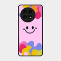 Cute Pink Smiley Multicolor Glass Case For Oneplus 13R 5G