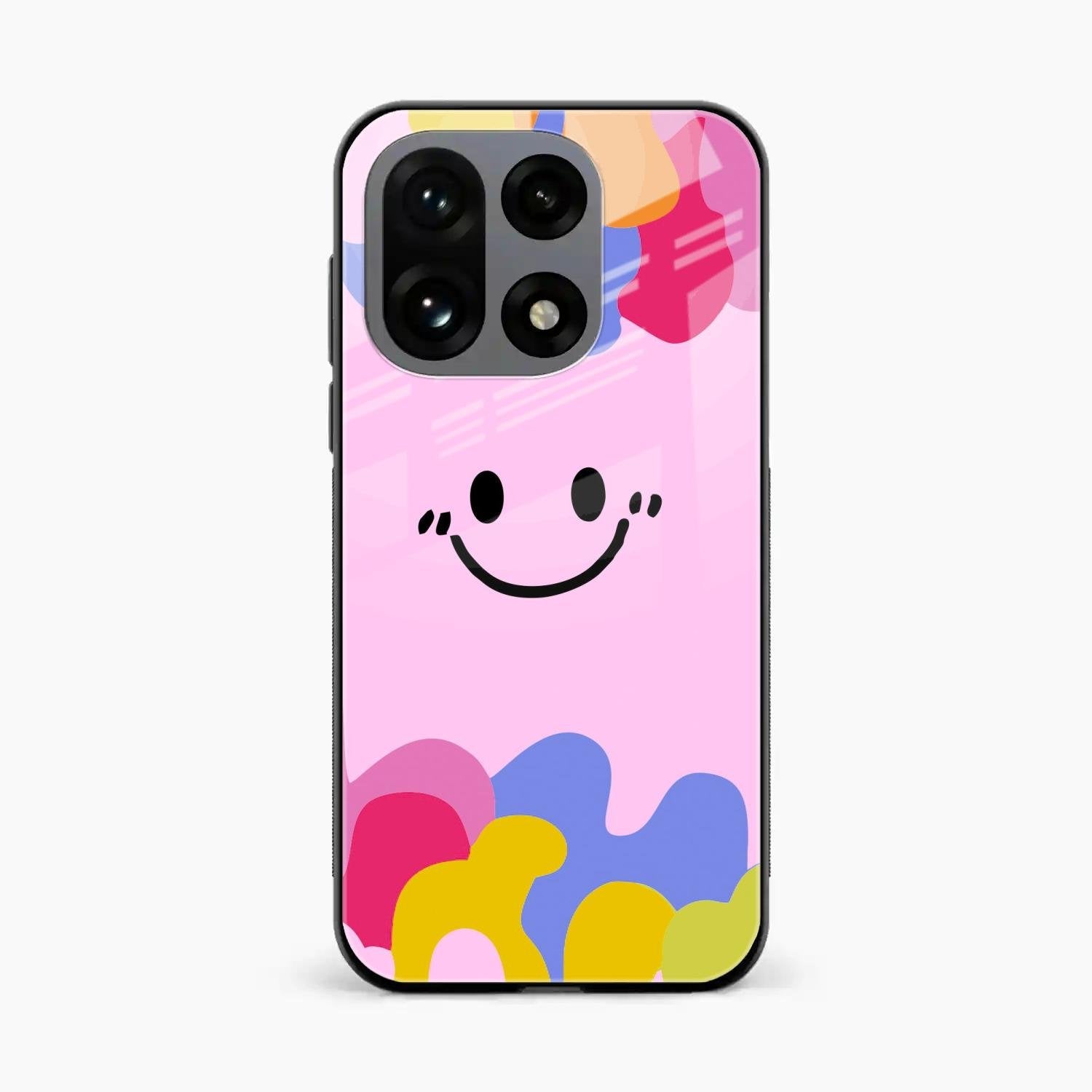 Cute Pink Smiley Multicolor Glass Case For OnePlus 15 5G