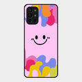 Cute Pink Smiley Multicolor Glass Case For Oneplus 9R 5G