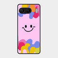Cute Pink Smiley Multicolor Glass Case For Oneplus Nord 4 5G