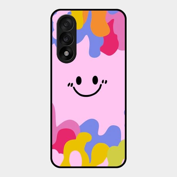 Cute Pink Smiley Multicolor Glass Case For Oneplus Nord 5 5G