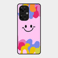 Cute Pink Smiley Multicolor Glass Case For Oneplus Nord Ce 3 Lite 5G