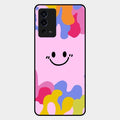 Cute Pink Smiley Multicolor Glass Case For Oppo A55