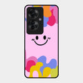 Cute Pink Smiley Multicolor Glass Case For Oppo F25 Pro 5G