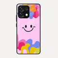 Cute Pink Smiley Multicolor Glass Case For Oppo F31 5G