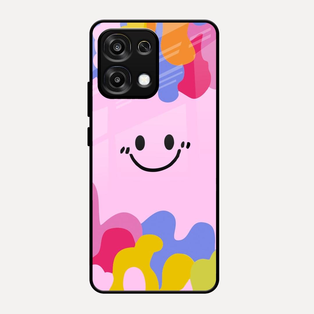 Cute Pink Smiley Multicolor Glass Case For Oppo F31 5G