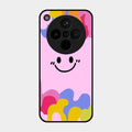 Cute Pink Smiley Multicolor Glass Case For Oppo Find X8 5G