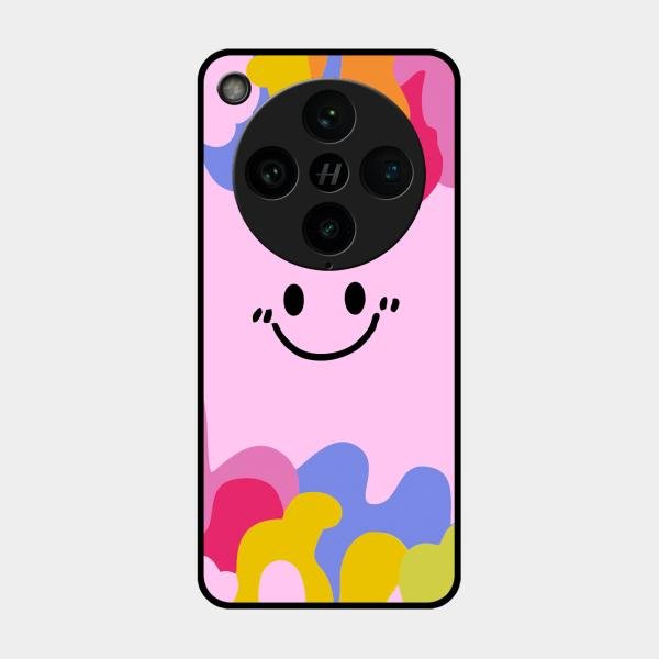 Cute Pink Smiley Multicolor Glass Case For Oppo Find X8 Pro 5G