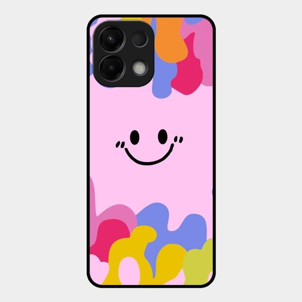 Cute Pink Smiley Multicolor Glass Case For Oppo K13 5G