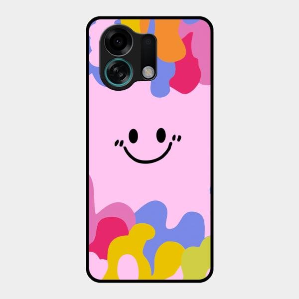 Cute Pink Smiley Multicolor Glass Case For Oppo K13 Turbo 5G