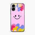Cute Pink Smiley Multicolor Glass Case For Oppo K14x 5G