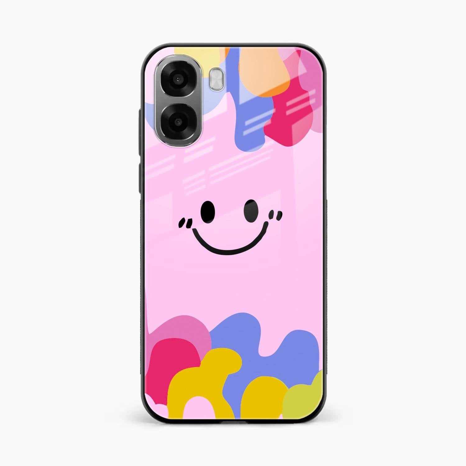 Cute Pink Smiley Multicolor Glass Case For Oppo K14x 5G