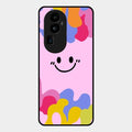 Cute Pink Smiley Multicolor Glass Case For Oppo Reno 10 Pro Plus 5G