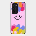 Cute Pink Smiley Multicolor Glass Case For Oppo Reno 12 5G