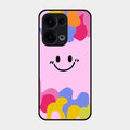 Cute Pink Smiley Multicolor Glass Case For Oppo Reno 13 5G