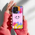 Cute Pink Smiley Multicolor Glass Case For Oppo - ShopOnCliQ
