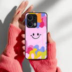 Cute Pink Smiley Multicolor Glass Case For Oppo - ShopOnCliQ