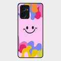Cute Pink Smiley Multicolor Glass Case For Oppo Reno 7 5G