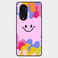 Cute Pink Smiley Multicolor Glass Case For Oppo Reno 8T 5G