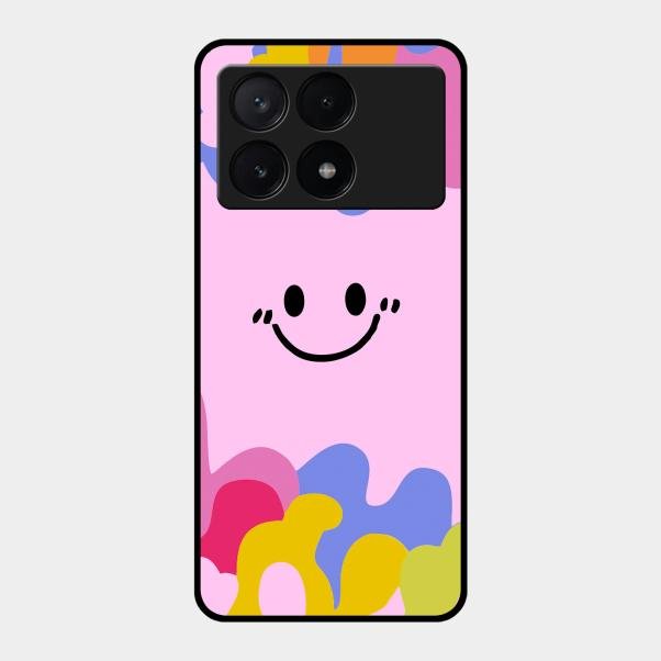 Cute Pink Smiley Multicolor Glass Case For Poco X6 Pro 5G
