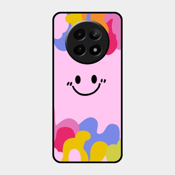 Cute Pink Smiley Multicolor Glass Case For Realme 12 5G